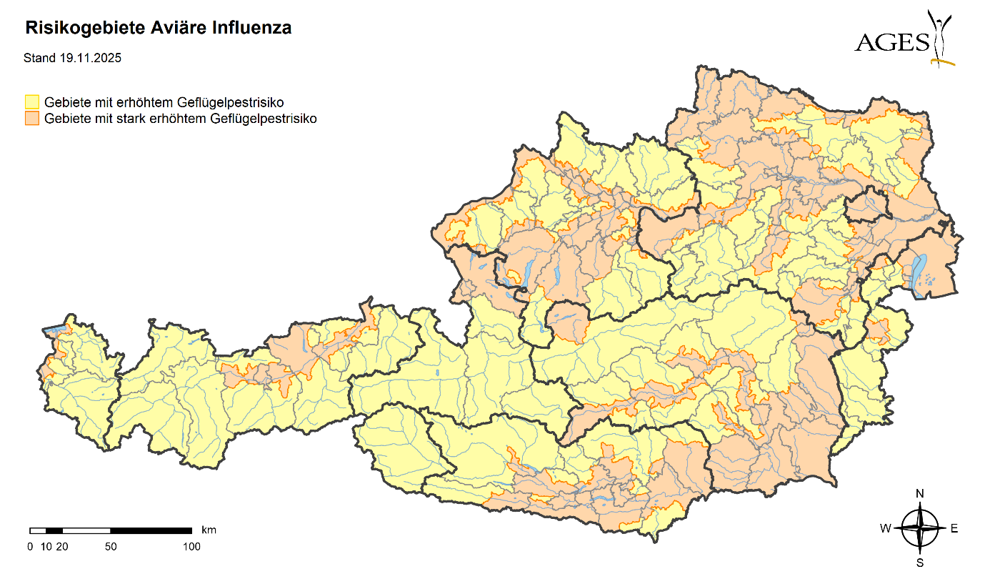 HPAI Risikogebiete ab 20.11.2025